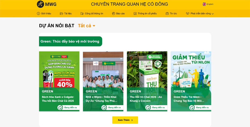 MWG cho ra mắt chuyên trang Phát triển bền vững MWG cho ra mắt chuyên trang Phát triển bền vững