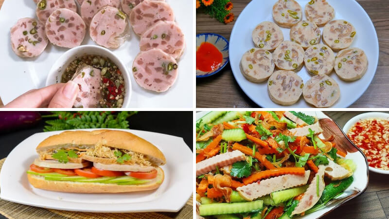 Kết hợp chả lụa bì ớt xiêm xanh cùng các nguyên liệu khác