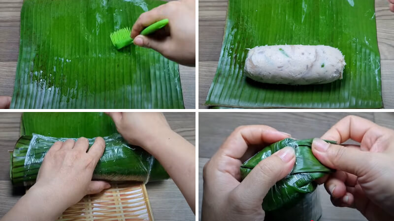 Nén chặt cây chả để định hình