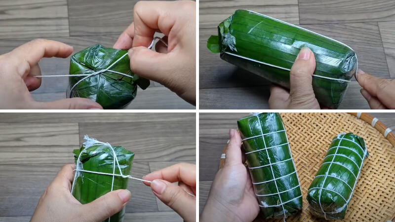 Buộc chắc tay để đòn chả được định hình