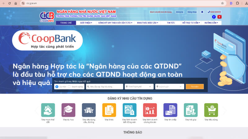 Trang web tra cứu nợ xấu CIC chính thức