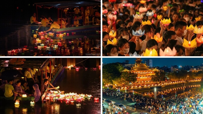 Hình ảnh lễ hội hoa đăng rực rỡ và náo nhiệt Hình ảnh lễ hội hoa đăng rực rỡ và náo nhiệt