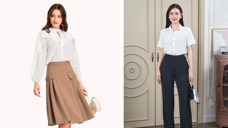 Chọn áo sơ mi dáng cơ bản, đơn giản khi đi chùa