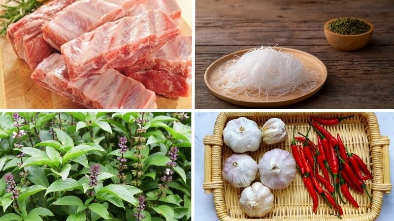 Các nguyên liệu cần chuẩn bị nấu món miến sườn cay