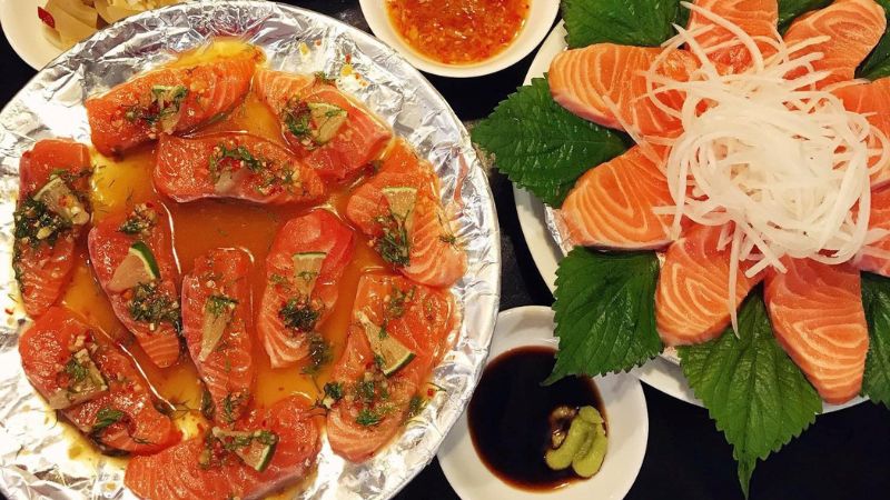 cá hồi sốt Thái chua cay, mặn ngọt