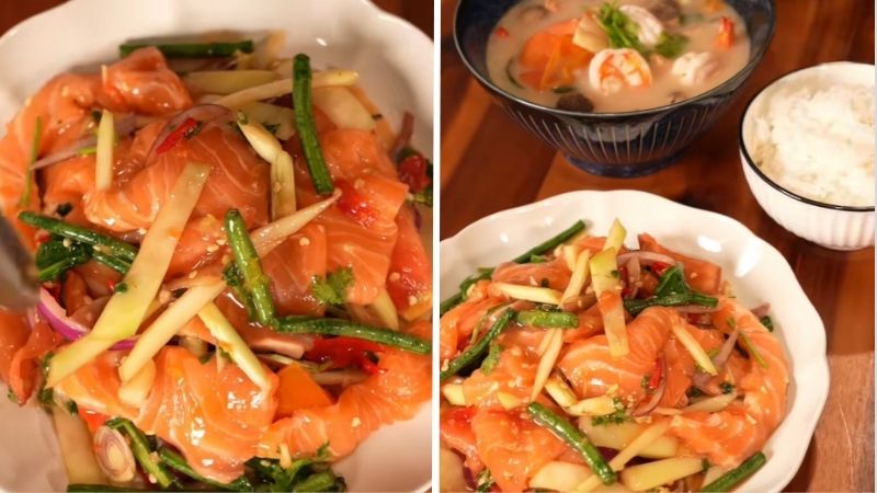 Thành phẩm cá hồi sốt Thái