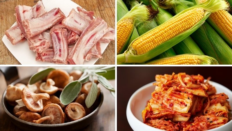 Nguyên liệu làm món Canh sườn ngô kim chi