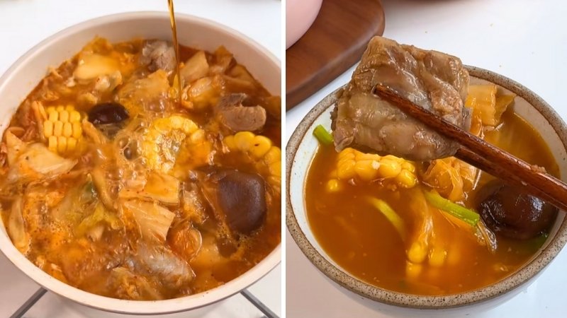 canh sườn ngô kim chi