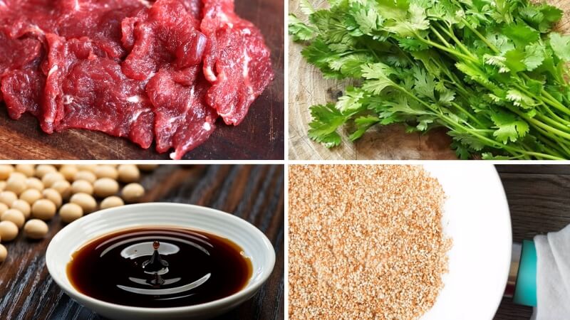 Nguyên liệu làm món gỏi bò giấm ngò Nguyên liệu làm món gỏi bò giấm ngò