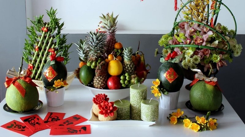 Mâm ngũ quả đặc trưng của miền Nam