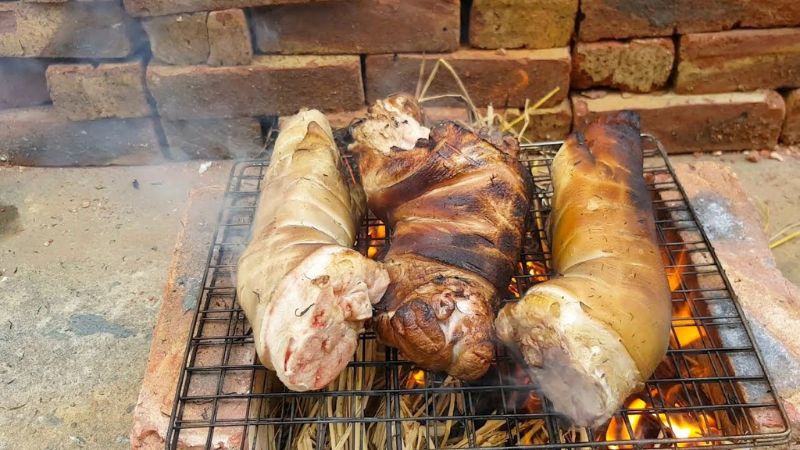 Thành phẩm giò heo giả cầy vàng óng, thơm lừng, ăn kèm cơm hay bún đều ngon