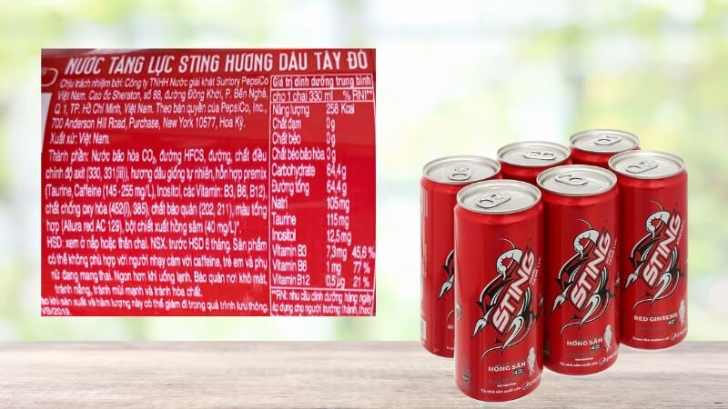 Bảng thành phần sting dâu
