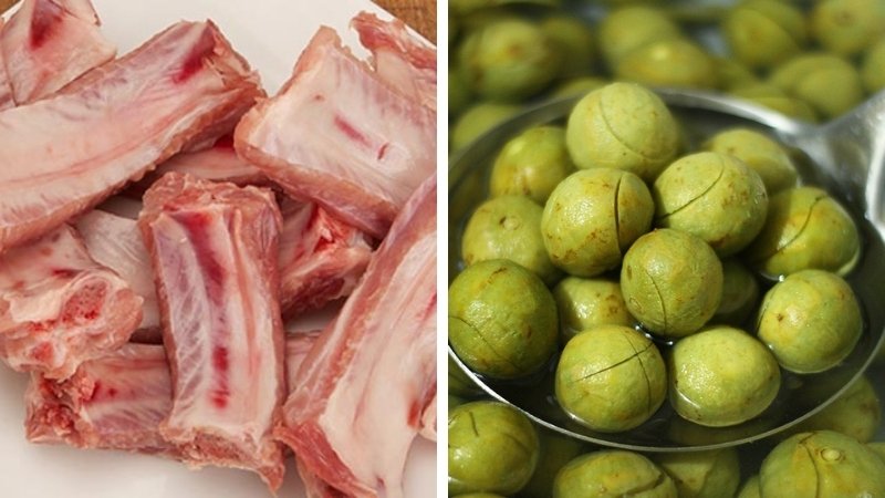 Nguyên liệu cần chuẩn bị để làm sườn kho sấu