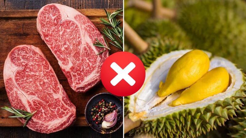 Thịt bò là thực phẩm kỵ khi ăn cùng với sầu riêng