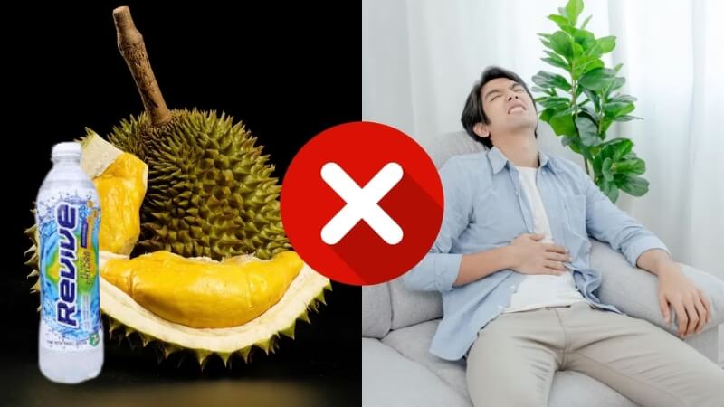 Ăn sầu riêng uống revive có thể gây đầy hơi, chướng bụng và khó tiêu