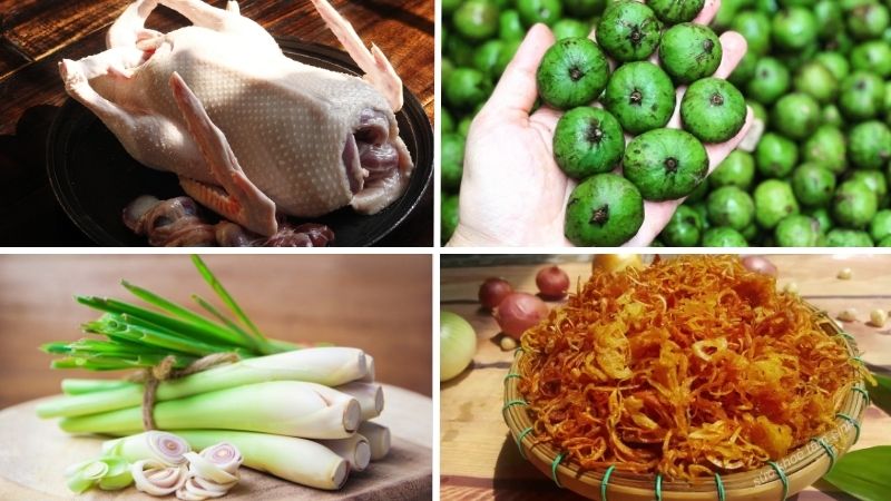 Các nguyên liệu cần có cho món ngan om sấu