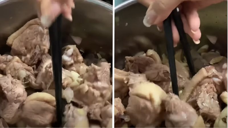 Xào đều tay cho thịt ngan săn lại
