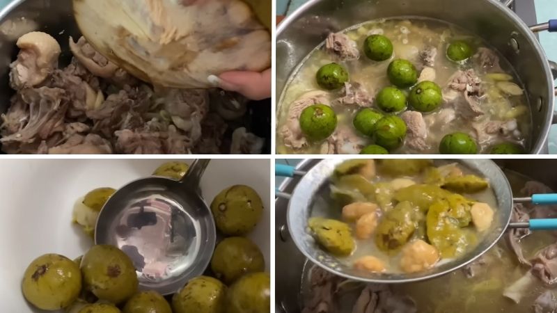 Tiến hành om ngan với sấu