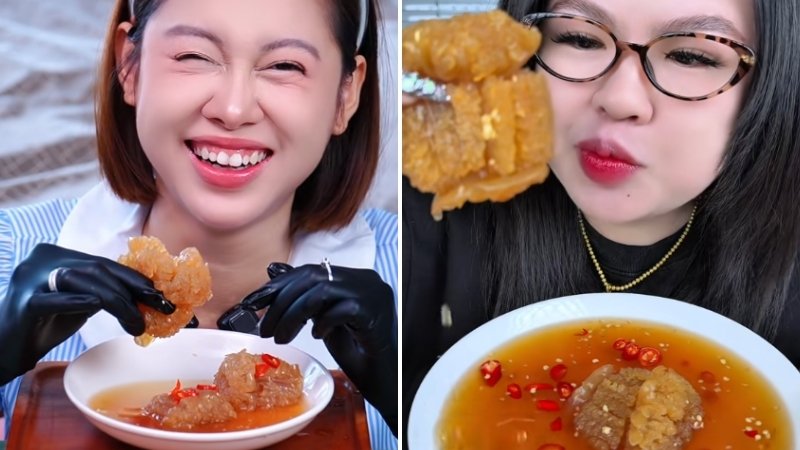 Hàng loạt TikToker và food reviewer đã thực hiện các video mukbang sứa đạn