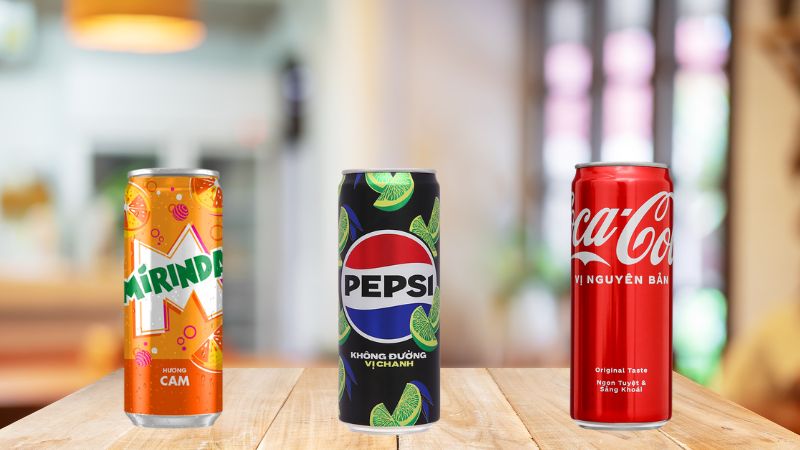 Mirinda khác Coca-Cola và Pepsi ở điểm không chứa caffeine