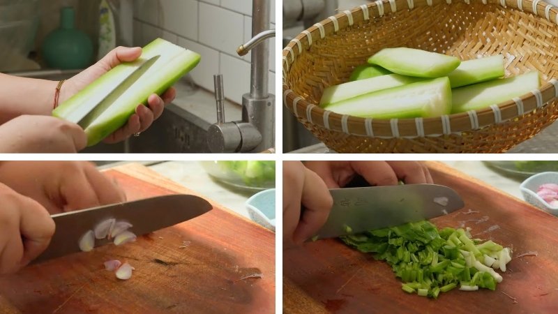 Chuẩn bị bí xanh để nấu canh Chuẩn bị bí xanh để nấu canh