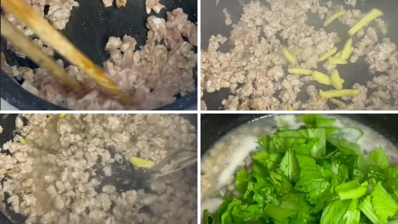 Nấu canh cải bẹ xanh thịt bằm