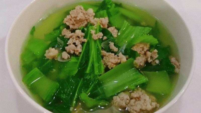 canh cải bẹ xanh thịt bằm