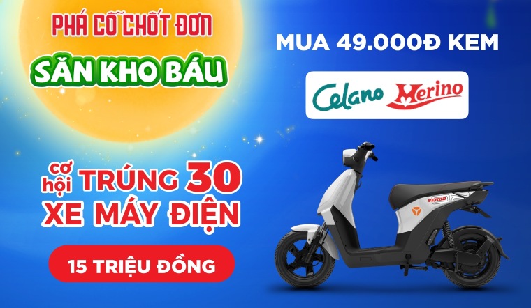 Phá Cỗ Chốt Đơn - Săn kho báu kem Merino/Celano trúng 30 xe máy điện