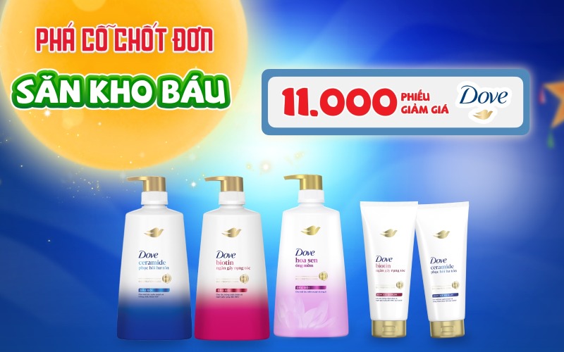 Phá Cỗ Chốt Đơn - Săn kho báu trúng ngay 11.000 voucher mua Dove Phá Cỗ Chốt Đơn - Săn kho báu trúng ngay 11.000 voucher mua Dove