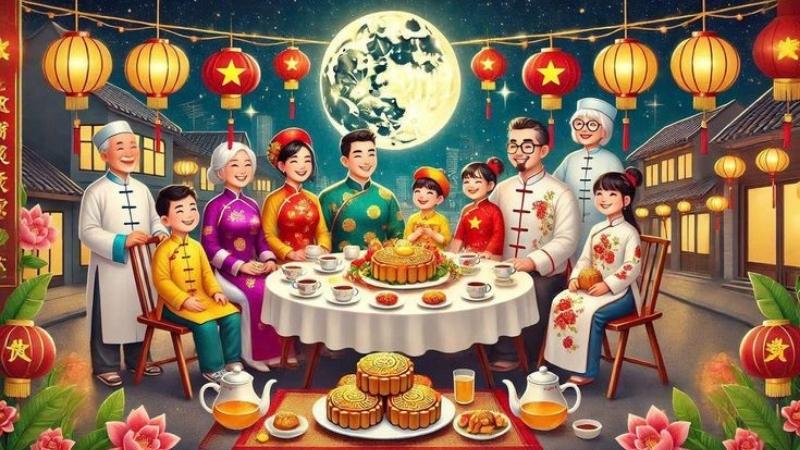 Background chủ đề gia đình đoàn viên 3