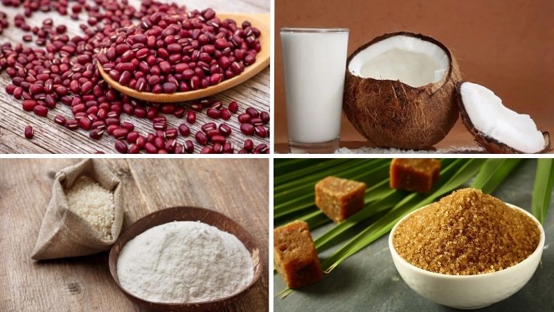 Nguyên liệu làm món bánh đúc đậu đỏ Nguyên liệu làm món bánh đúc đậu đỏ