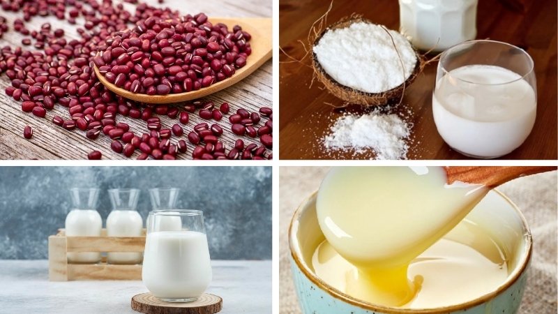 Nguyên liệu làm kem đậu đỏ cốt dừa Nguyên liệu làm kem đậu đỏ cốt dừa