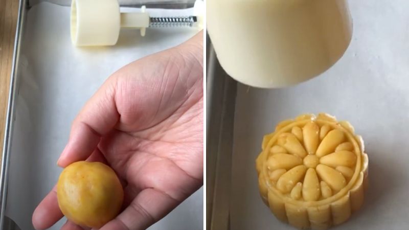 Tạo hình bánh Trung thu nhân mứt dứa Tạo hình bánh Trung thu nhân mứt dứa