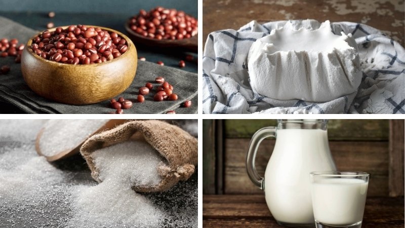 Nguyên liệu làm bánh bao nhân đậu đỏ