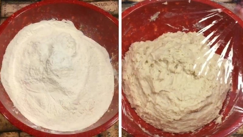 Trộn bột vỏ bánh