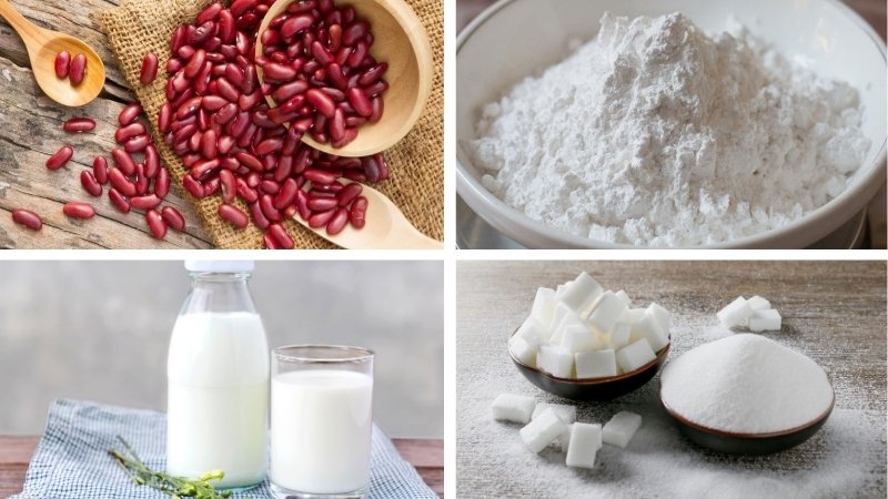 Nguyên liệu làm bánh bao nhân đậu đỏ chay