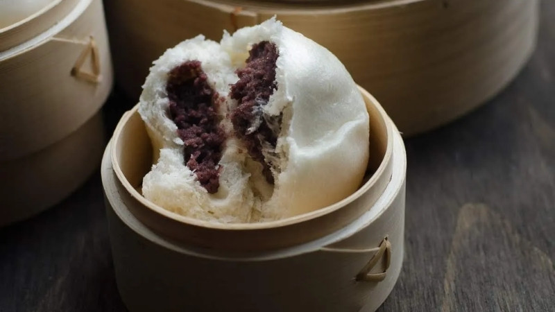 Thành phẩm bánh bao nhân đậu đỏ