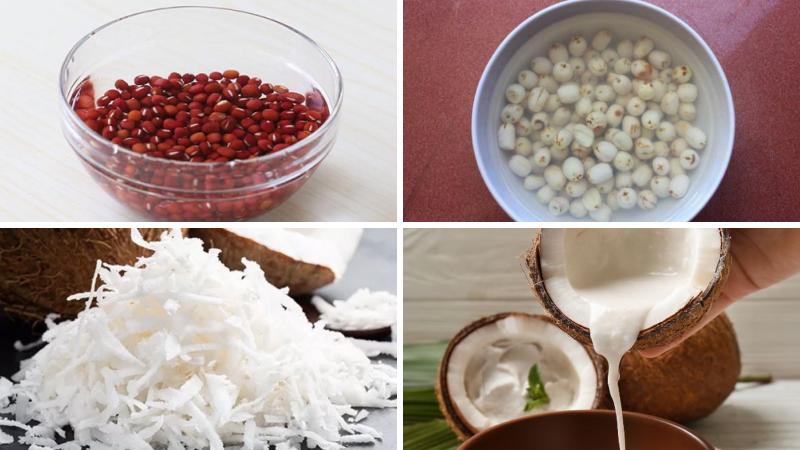 Sơ chế đậu đỏ và hạt sen trước khi nấu