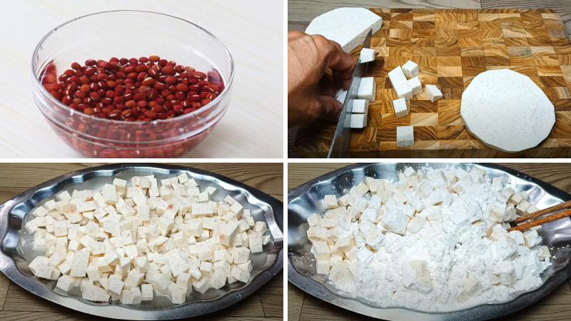 Sơ chế đậu đỏ và khoai môn trước khi nấu Sơ chế đậu đỏ và khoai môn trước khi nấu