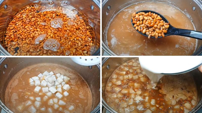 Nấu chè đậu đỏ khoai môn nước cốt dừa Nấu chè đậu đỏ khoai môn nước cốt dừa