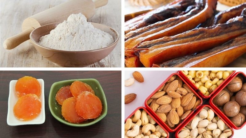 Nguyên liệu cần chuẩn bị để làm Bánh Pía Thịt Lạp Nguyên liệu cần chuẩn bị để làm Bánh Pía Thịt Lạp