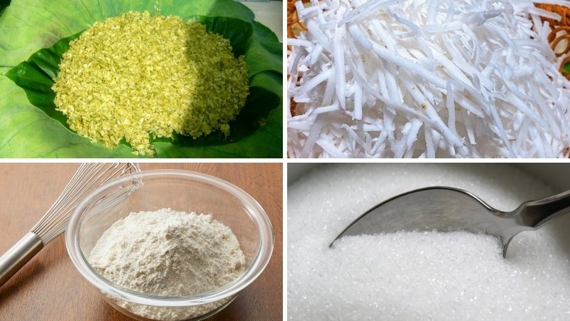 Nguyên liệu làm bánh trung thu dẻo nhân cốm dừa Nguyên liệu làm bánh trung thu dẻo nhân cốm dừa