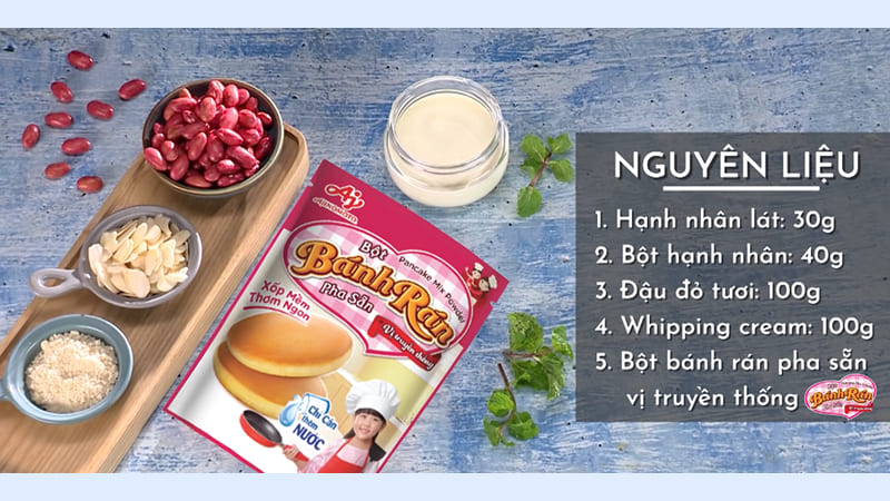 Nguyên liệu làm Bánh pancake đậu đỏ Nguyên liệu làm Bánh pancake đậu đỏ