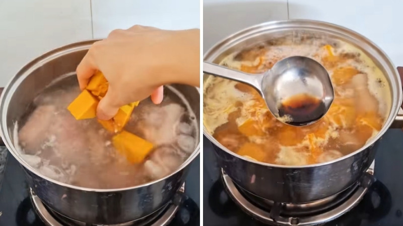 Nấu canh bí đỏ Nấu canh bí đỏ