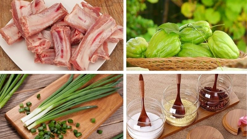 Nguyên liệu làm món canh su su sườn heo Nguyên liệu làm món canh su su sườn heo