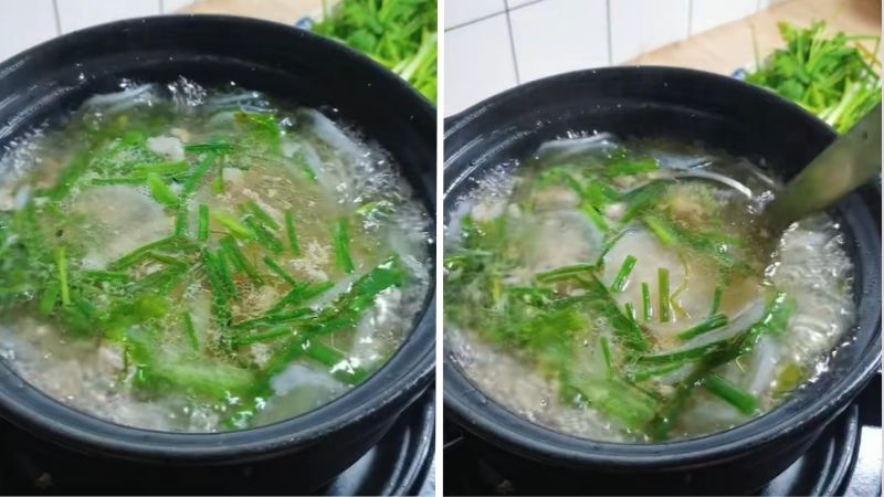 Thành phẩm canh củ cải trắng thịt bằm Thành phẩm canh củ cải trắng thịt bằm