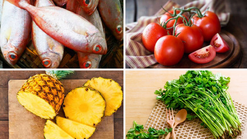 Nguyên liệu nấu canh chua cá bã trầu Nguyên liệu nấu canh chua cá bã trầu