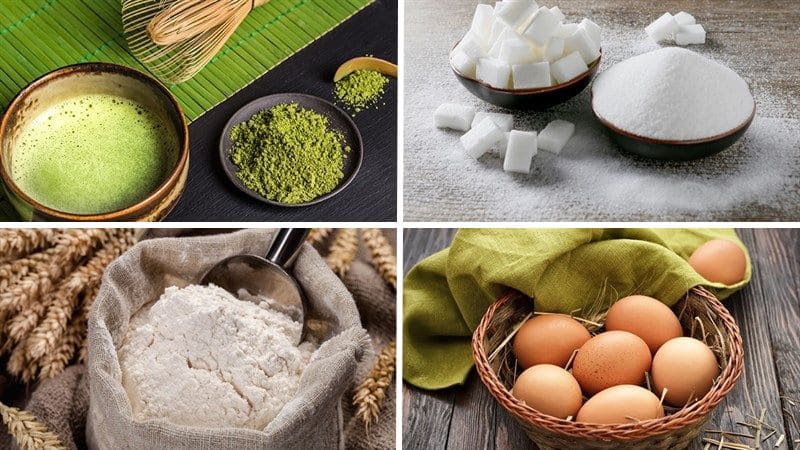 Nguyên liệu cần chuẩn bị để làm Tiramisu trà xanh bằng bánh lady fingers Nguyên liệu cần chuẩn bị để làm Tiramisu trà xanh bằng bánh lady fingers