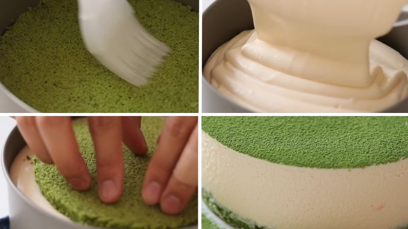 Cắt bánh và đổ khuôn tiramisu Cắt bánh và đổ khuôn tiramisu