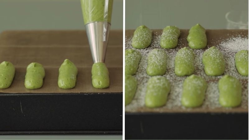 Tạo hình lady fingers và nướng bánh Tạo hình lady fingers và nướng bánh